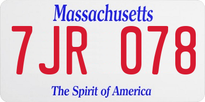 MA license plate 7JR078