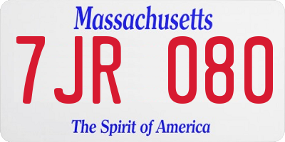 MA license plate 7JR080