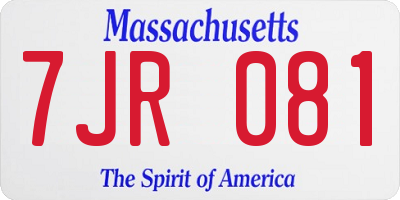 MA license plate 7JR081