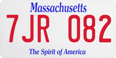 MA license plate 7JR082