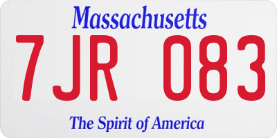 MA license plate 7JR083