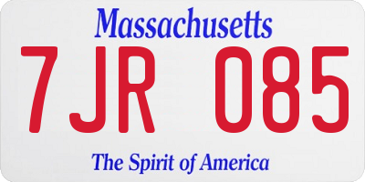 MA license plate 7JR085