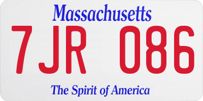 MA license plate 7JR086