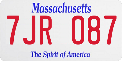 MA license plate 7JR087