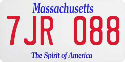 MA license plate 7JR088