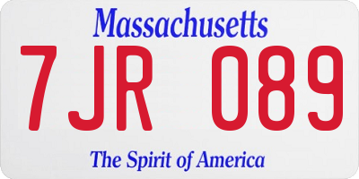 MA license plate 7JR089
