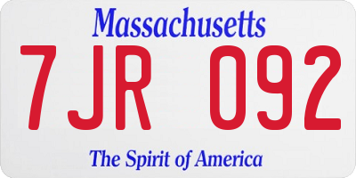 MA license plate 7JR092