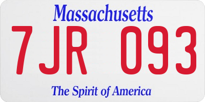 MA license plate 7JR093