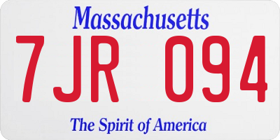 MA license plate 7JR094