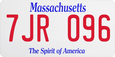 MA license plate 7JR096
