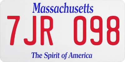 MA license plate 7JR098