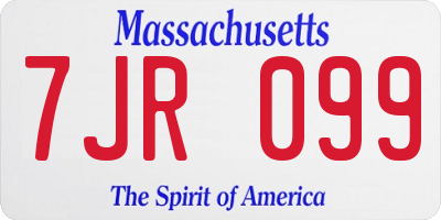 MA license plate 7JR099