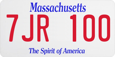 MA license plate 7JR100