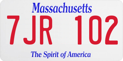 MA license plate 7JR102