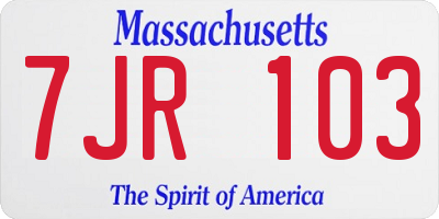 MA license plate 7JR103