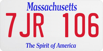 MA license plate 7JR106