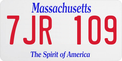 MA license plate 7JR109