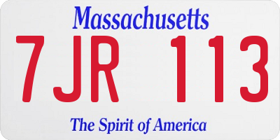 MA license plate 7JR113