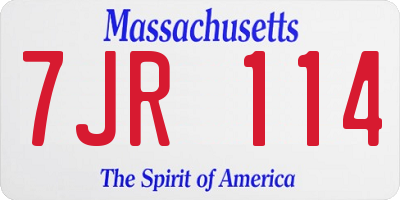 MA license plate 7JR114