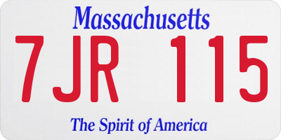 MA license plate 7JR115