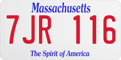 MA license plate 7JR116
