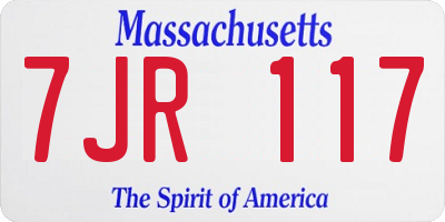 MA license plate 7JR117