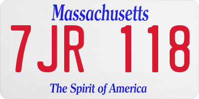 MA license plate 7JR118