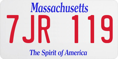 MA license plate 7JR119