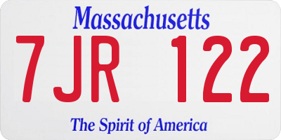 MA license plate 7JR122