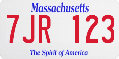 MA license plate 7JR123