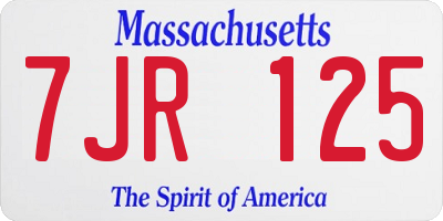 MA license plate 7JR125