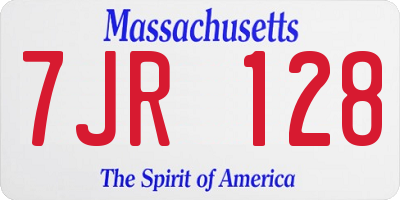 MA license plate 7JR128