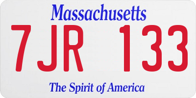MA license plate 7JR133