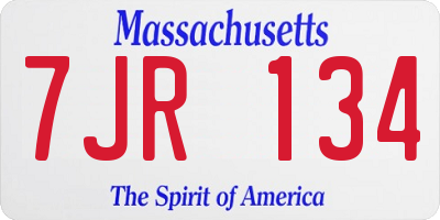MA license plate 7JR134