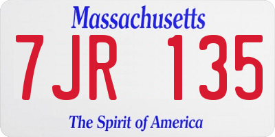MA license plate 7JR135