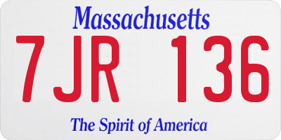 MA license plate 7JR136