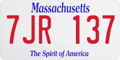 MA license plate 7JR137