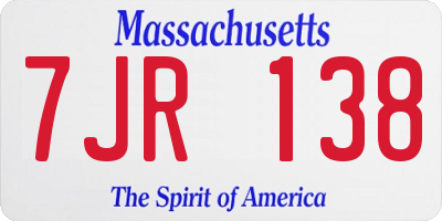 MA license plate 7JR138