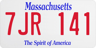 MA license plate 7JR141