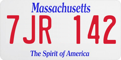 MA license plate 7JR142