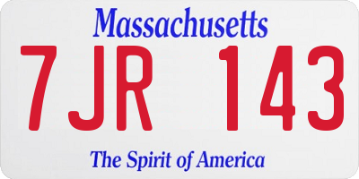 MA license plate 7JR143