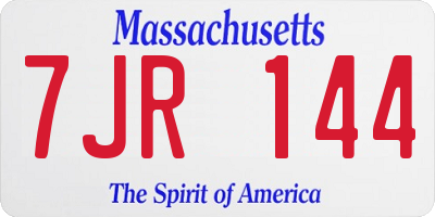 MA license plate 7JR144