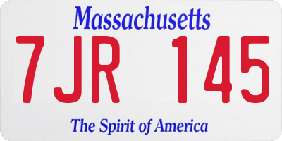 MA license plate 7JR145