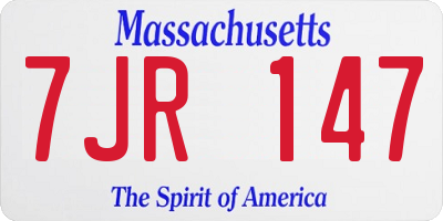 MA license plate 7JR147