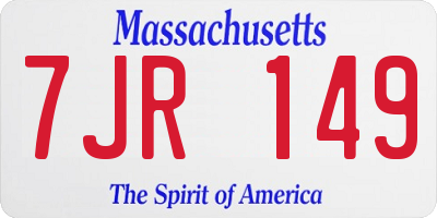 MA license plate 7JR149
