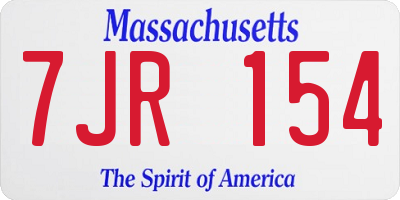 MA license plate 7JR154