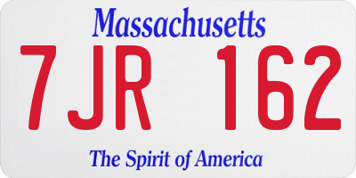 MA license plate 7JR162