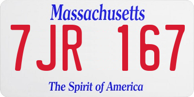 MA license plate 7JR167
