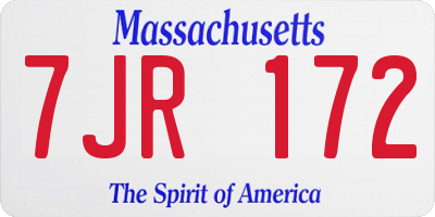 MA license plate 7JR172