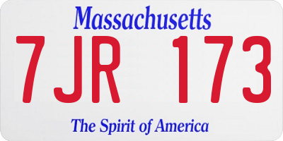 MA license plate 7JR173